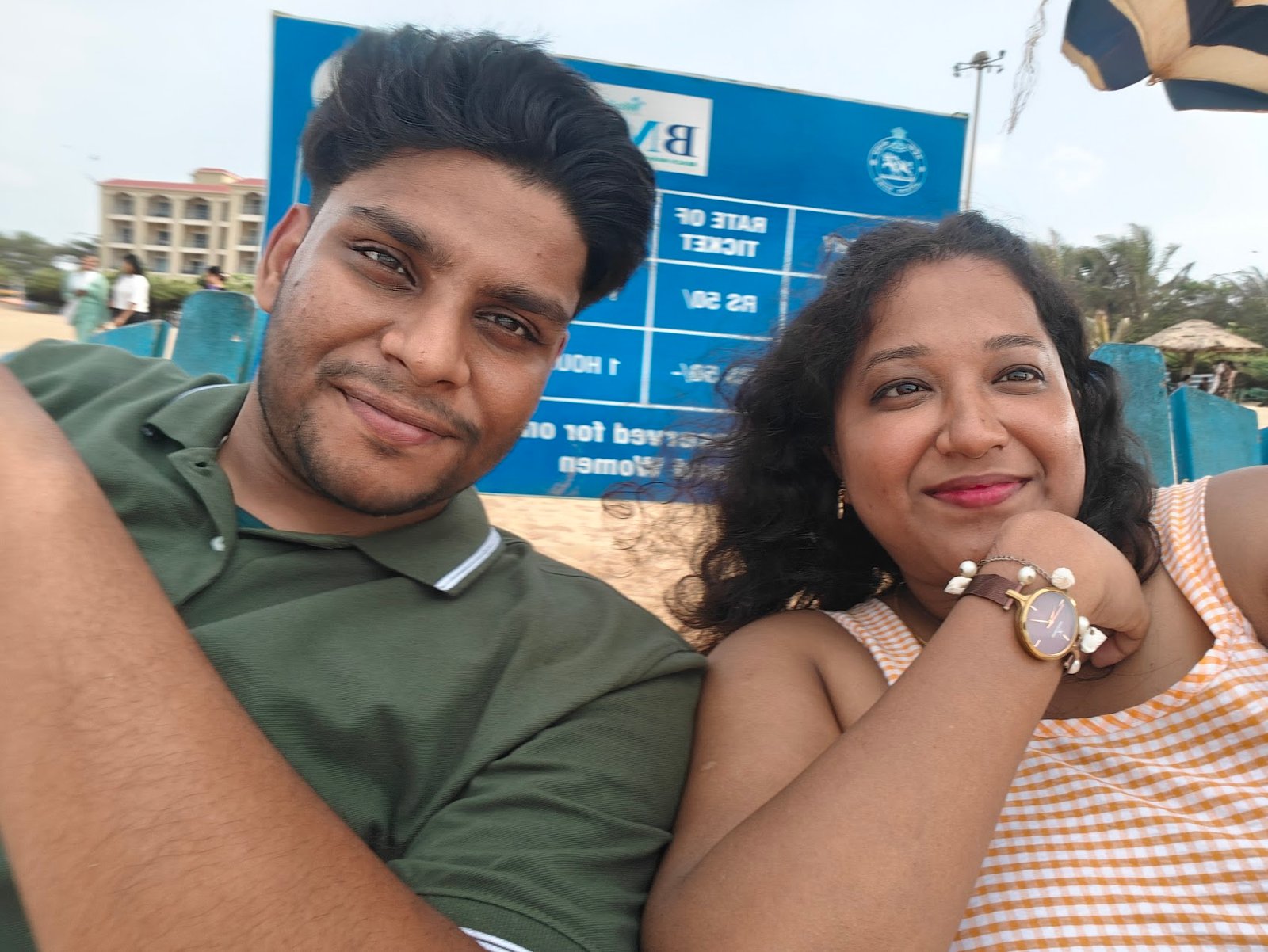 Us sitting at the beach